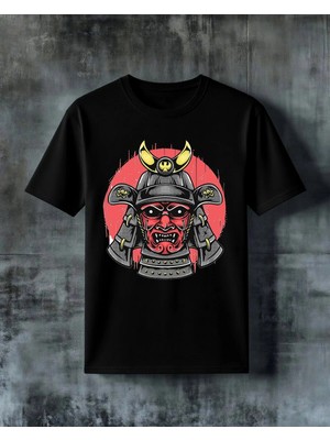 Comvicho Samurai Kirmizi Demon Baskılı Oversize Tişört