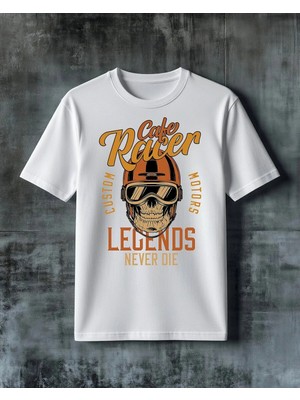 Comvicho Cafe Racer Legends Never Die Baskılı Oversize Tişört