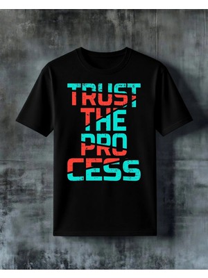Comvicho Trust The Process Motivasyon Baskılı Oversize Tişört