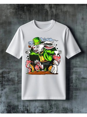 Comvicho Leprechaun Mantar Baskılı Oversize Tişört