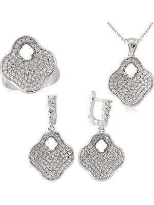 DMR Elegance Gümüş Çiçek Bayan Set