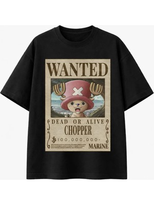 Comvicho Wanted Chopper Baskılı Siyah Tişört