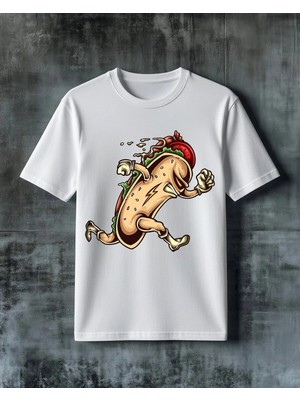 Comvicho Hamburger Hareketli Baskılı Oversize Tişört