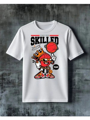 Comvicho Skilled Lucky Basket Tasarim Baskılı Oversize Tişört