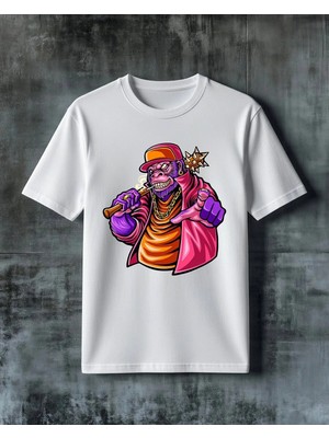 Comvicho Maymun Rapci Hip Hop Baskılı Oversize Tişört