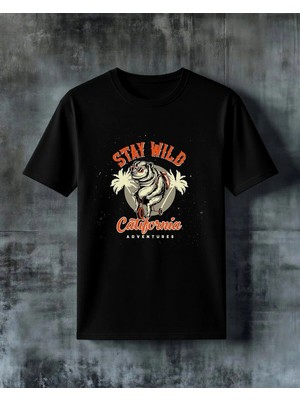 Comvicho Stay Wild California Baskılı Oversize Tişört