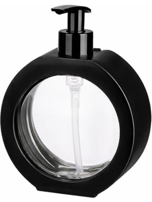 Esranın Dünyası Yuvarlak Şekilli Şık Sıvı Sabunluk & Deterjanlık Sıvı Sabun Haznesi Banyo Sabunluğu Mutfak Deterjanlığı Deterjan Haznesi 350 ml (Siyah)