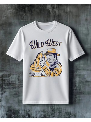 Comvicho Wild West Kovboy Baskılı Oversize Tişört