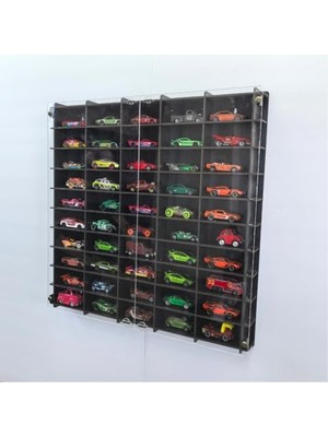 Esranın Dünyası Pleksi Kapaklı 1/64 Ölçek 50ARAÇ Hotwheels Matchbox Metal Araç Uyumlu Model Oyuncak Araba Rafı