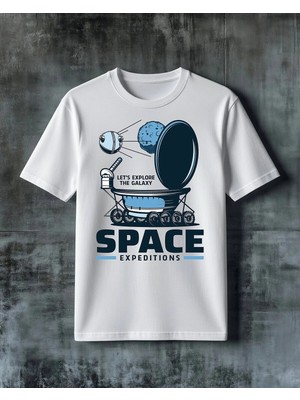 Comvicho Space Expeditions Uzay Kesfi Baskılı Oversize Tişört