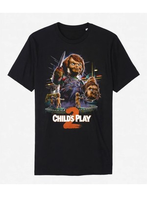 Comvicho Chucky 5 Baskılı Siyah Tişört