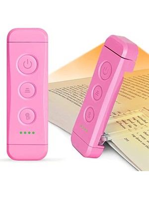Esranın Dünyası USB Şarj Edilebilir Kitap Işığı, Kitapta Göz Bakımı Okuma Işığı Klipsi, 3 Renk ve 5 Parlaklık Kısılabilir, Taşınabilir ve Esnek, 80 Saate Kadar Uzun Ömürlü (Pembe) | 5 Parlaklık ve 3 Renk, Şarj Edileb