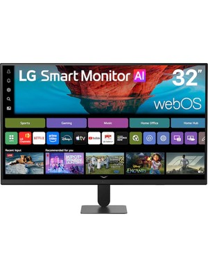 Lg 31,5 Inç Smart Monitor Aı, 4K 60hz UHD 3840X2160, Webos 26, HDR10 Pro, Dcı-P3 %90, Airplay 2, Bluetooth, 2x Hdmı, USB 2.0, Dahili Hoparlör, Akıllı Ev ve Ofis Monitörü Google Cast Destekli