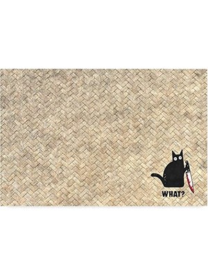 Esranın Dünyası Monnhein Tasarımlı Dekoratif Kapı Önü Paspas, Dış Mekan/ev Içi/banyo/mutfak/yatak Odası/giriş Paspasları (Hasır Cat, 40X60)