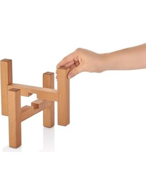Esranın Dünyası Mini Saksı Ayağı Saksı Standı 15X11 cm Ahşap Saksılık Kaktüs Sukulent Saksılığı