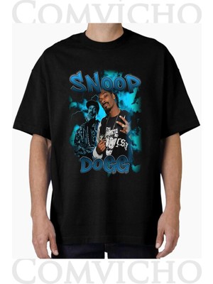 Comvicho Unisex Snoop Dogg V21 Tasarım Baskılı Oversize Tişört