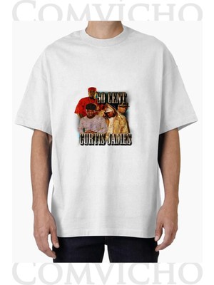 Comvicho Unisex 50 Cent V3 Tasarım Baskılı Oversize Tişört