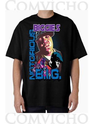 Comvicho Unisex Biggie V3 Tasarım Baskılı Oversize Tişört