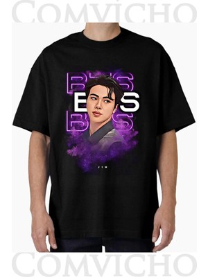 Comvicho Unisex Bts Jın Tasarım Baskılı Oversize Tişört
