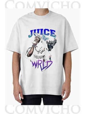 Comvicho Unisex Juıce Vrld V7 Tasarım Baskılı Oversize Tişört