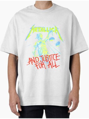 Comvicho Unisex METALICA778 Tasarım Baskılı Oversize T-Shirt