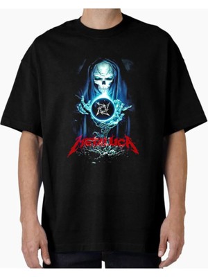 Comvicho Unisex METALLICA11 Tasarım Baskılı Oversize T-Shirt