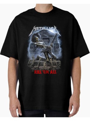 Comvicho Unisex METALLICA17 Tasarım Baskılı Oversize T-Shirt