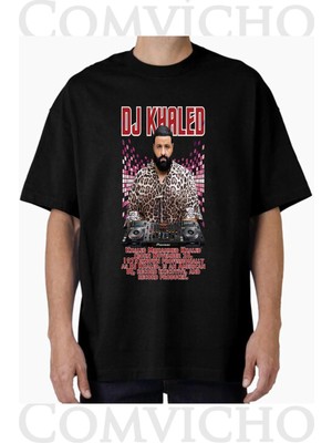 Comvicho Unisex Dj Khaled V1 Tasarım Baskılı Oversize Tişört