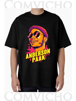 Comvicho Unisex Anderson Paak V1 Tasarım Baskılı Oversize Tişört