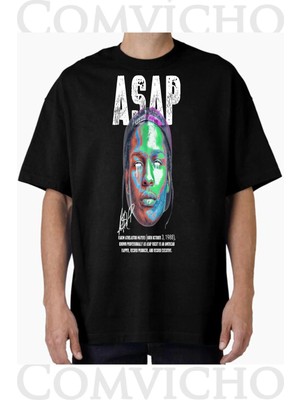 Comvicho Unisex Asap V1 Tasarım Baskılı Oversize Tişört