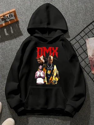 Comvicho Dmx V2 Baskılı Kapşonlu Siyah Sweatshirt