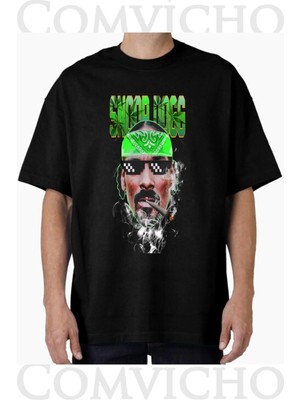 Comvicho Unisex Snoop Dogg V10 Tasarım Baskılı Oversize Tişört
