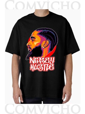 Comvicho Unisex Nıpsey V2 Tasarım Baskılı Oversize Tişört