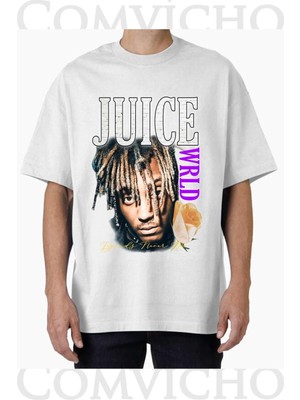 Comvicho Unisex Juıce Vrld V9 Tasarım Baskılı Oversize Tişört