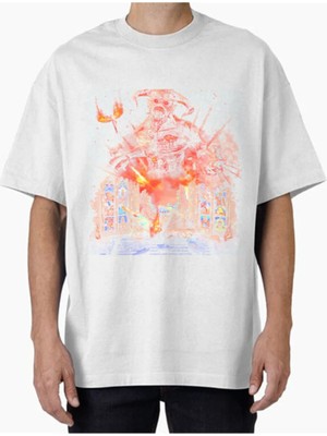 Comvicho Unisex Maıden3 Tasarım Baskılı Oversize T-Shirt