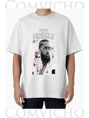 Comvicho Unisex Nıpsey V3 Tasarım Baskılı Oversize Tişört