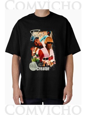 Comvicho Unisex Tyler Creator V5 Tasarım Baskılı Oversize Tişört