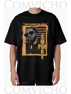 Comvicho Unisex Pop Smoke V1 Tasarım Baskılı Oversize Tişört