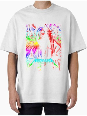 Comvicho Unisex Metallıca Tasarım Baskılı Oversize T-Shirt