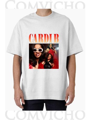 Comvicho Unisex Cardı B V2 Tasarım Baskılı Oversize Tişört