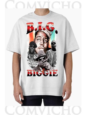 Comvicho Unisex Biggie V14 Tasarım Baskılı Oversize Tişört