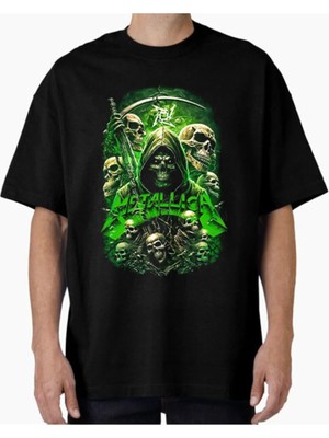 Comvicho Unisex METALLICA35 Tasarım Baskılı Oversize T-Shirt