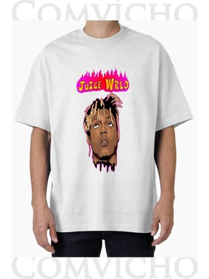 Comvicho Unisex Juıce Vrld V2 Tasarım Baskılı Oversize Tişört