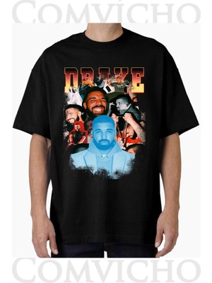 Comvicho Unisex Drake V4 Tasarım Baskılı Oversize Tişört