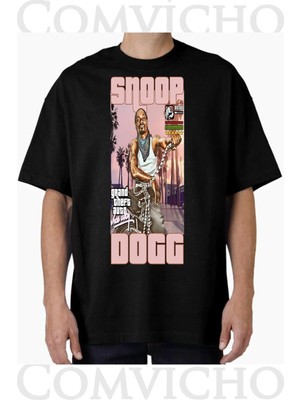 Comvicho Unisex Snoop Dogg V13 Tasarım Baskılı Oversize Tişört