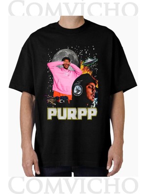 Comvicho Unisex Purpp V1 Tasarım Baskılı Oversize Tişört