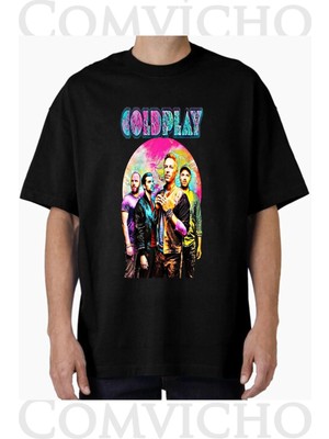 Comvicho Unisex Coldplay V1 Tasarım Baskılı Oversize Tişört