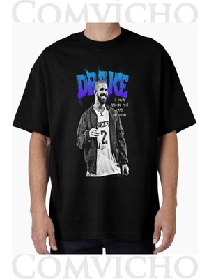 Comvicho Unisex Drake V3 Tasarım Baskılı Oversize Tişört