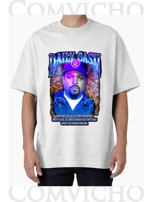 Comvicho Unisex Daıly Cash V1 Tasarım Baskılı Oversize Tişört