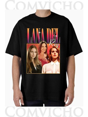 Comvicho Unisex Lana Del V1 Tasarım Baskılı Oversize Tişört